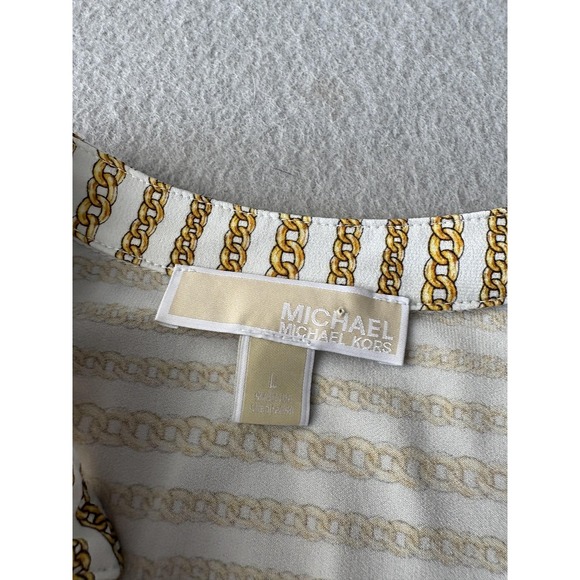 Michael Michael Kors Shirt Womens Large White Chain 1/2 Zip Long Sleeve Tunic - Picture 2 of 5